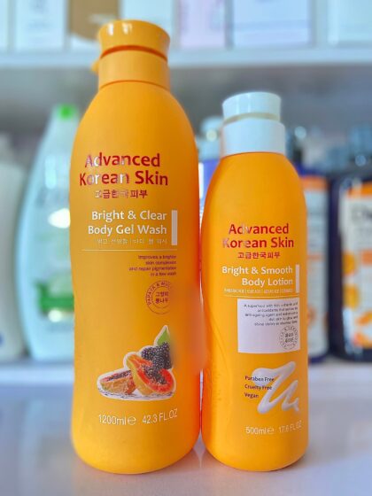 Advanced Korean BRIGHT & CLEAR BODY GEL WASH & LOTION WITH PAPAYA EXTRACT